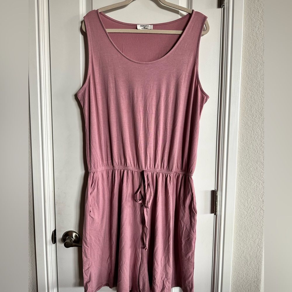 NWOT - Zenana Women’s Plus Size Sleeveless Pink Dusty Rose Romper - Size 2XL - Picture 2 of 5